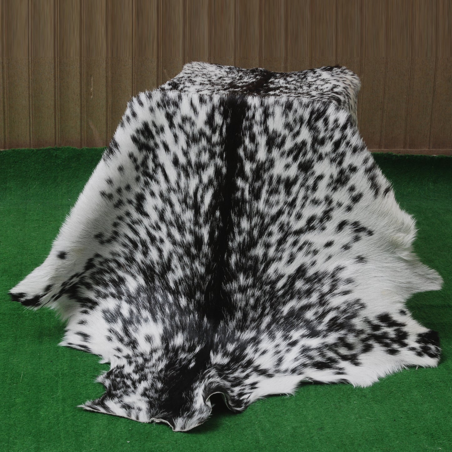 Authentic Black and White Goat Skin Rug - Perfect for Modern and Classic Décor