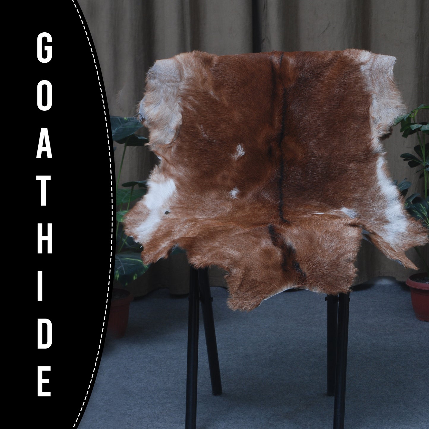 Authentic Dark Brown Goat Hide Rug - Unique Pattern for Modern and Classic Décor