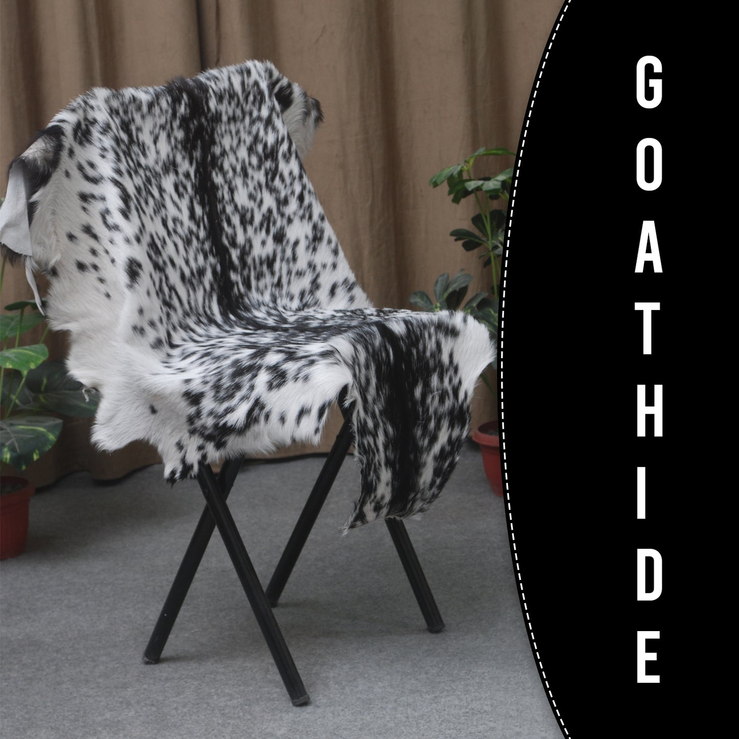 Authentic Black and White Goat Skin Rug - Perfect for Modern and Classic Décor