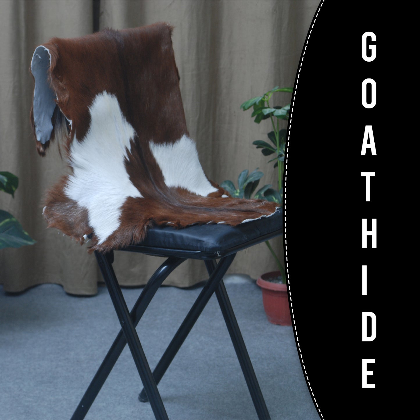 Authentic Dark Brown Goat Hide Rug - Rich Color and Unique Pattern for Home Styling
