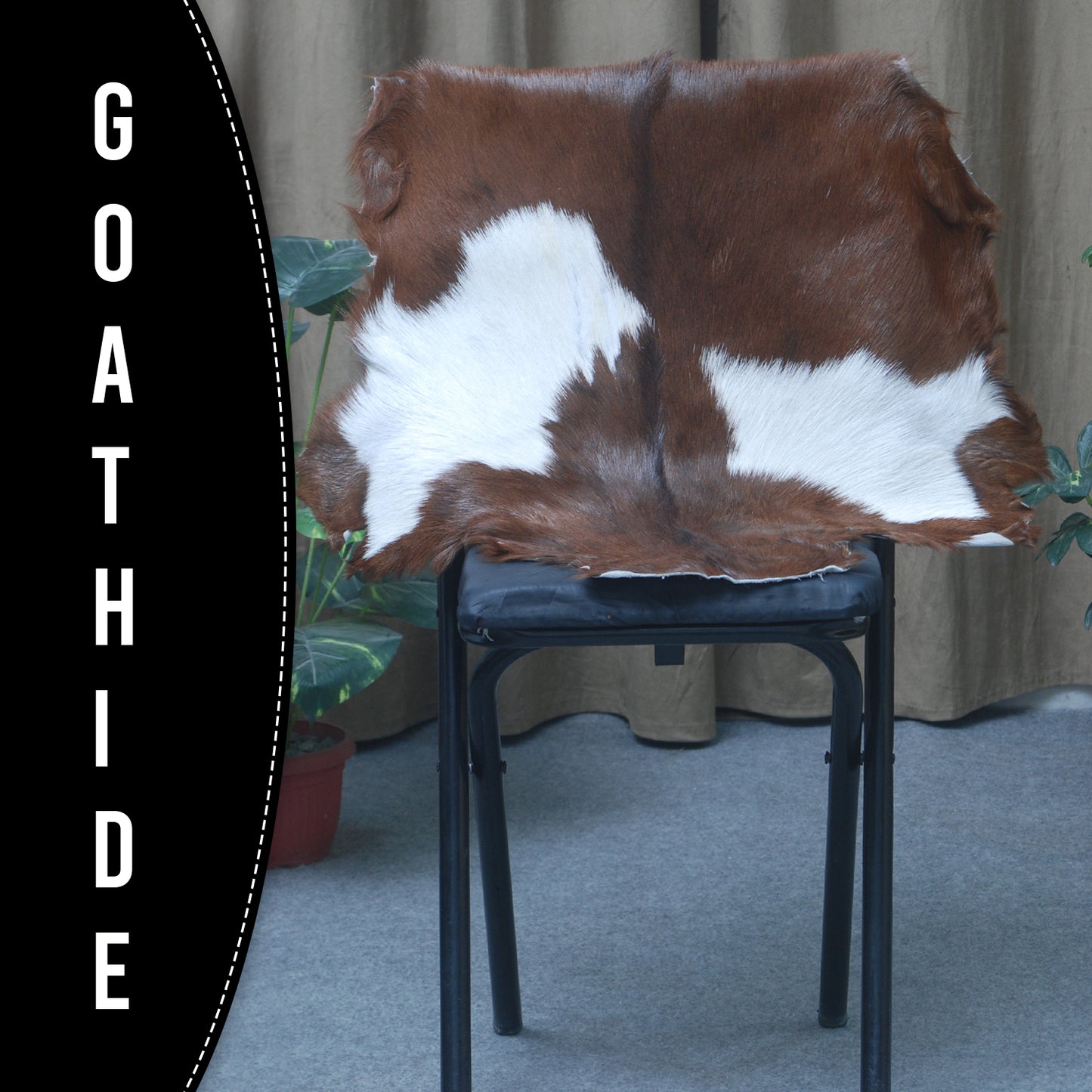 Authentic Dark Brown Goat Hide Rug - Rich Color and Unique Pattern for Home Styling