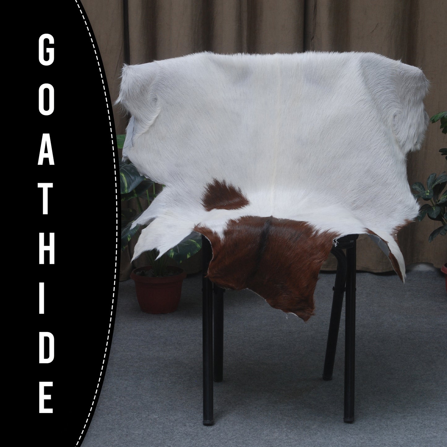 Rustic Dark Brown Goat Hide Rug - Genuine Leather for Timeless Home Styling