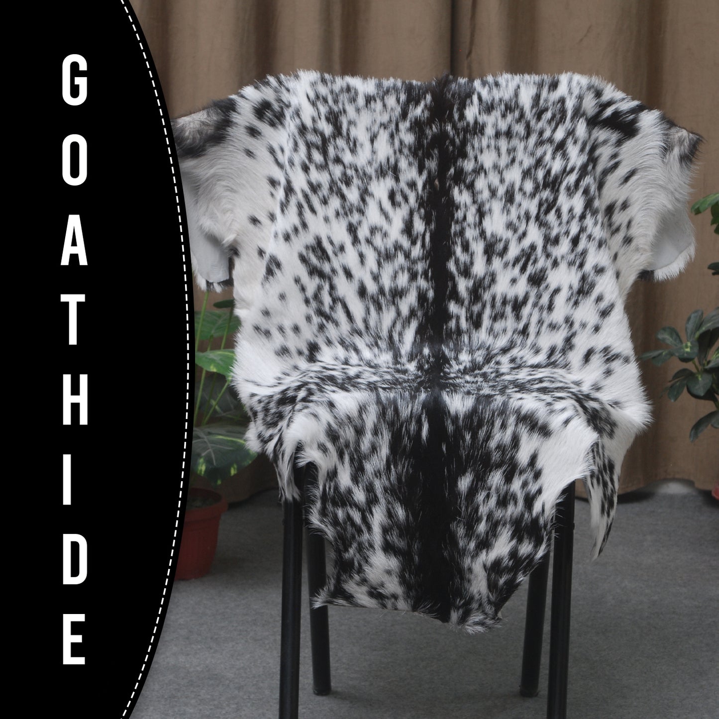 Authentic Black and White Goat Skin Rug - Perfect for Modern and Classic Décor