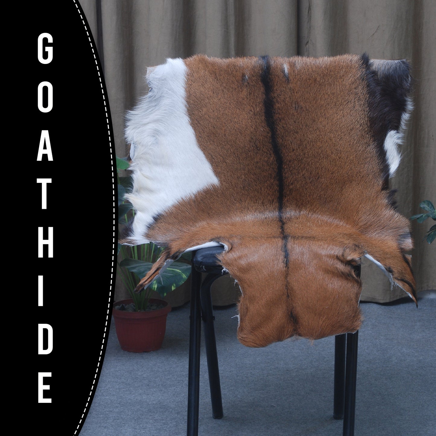 Premium Dark Brown Goat Skin Rug - Durable and Stylish Accent for Any Room