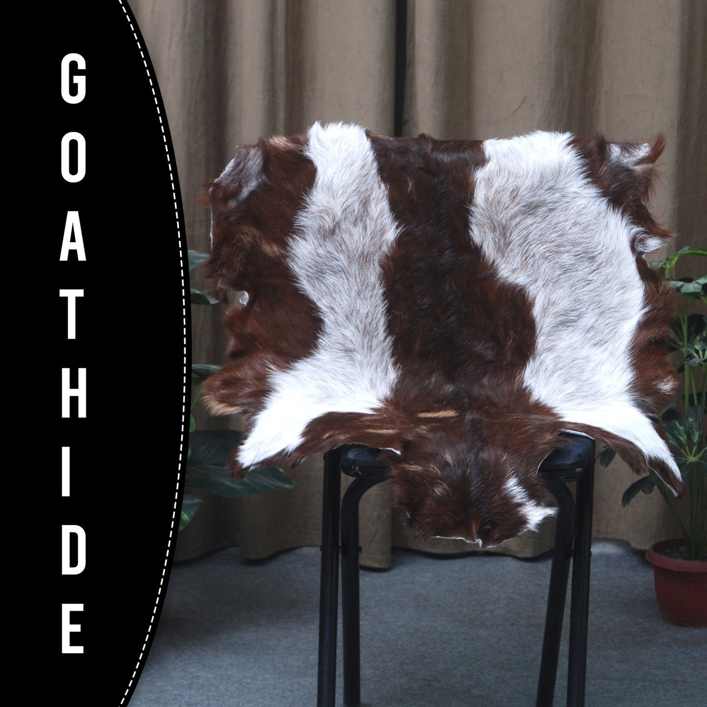 Stylish Dark Brown Goat Hide Rug - Perfect Accent for Contemporary Homes