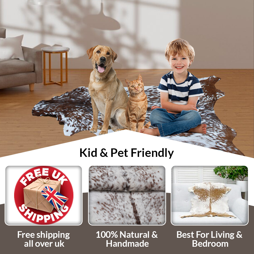 Dark Brown Rug - Soft, Durable, and Eco-Friendly - Handmade Pure Goat Skin Floor Rug - Non-Slip Suede Back