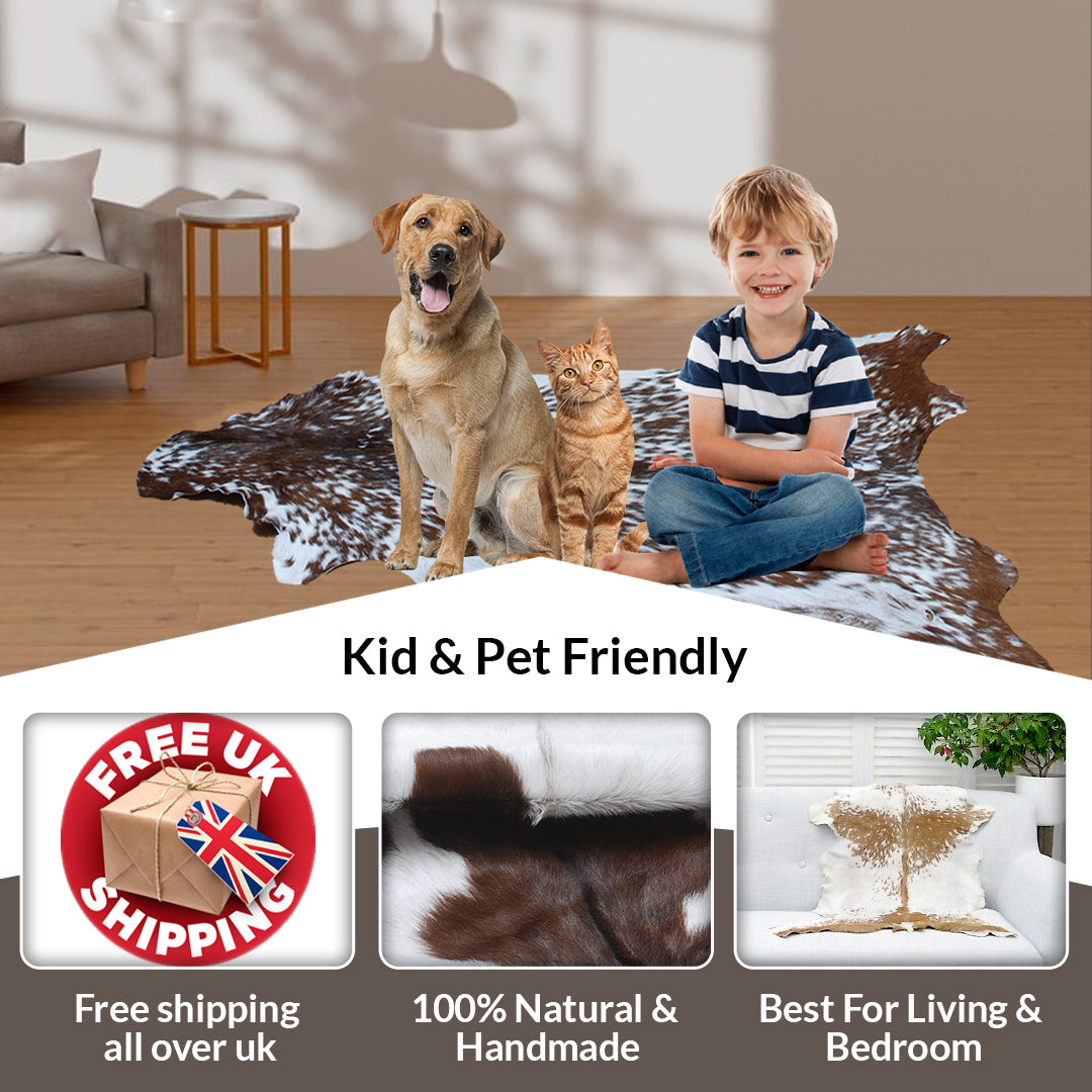 Dark Brown Rug - Soft, Durable, and Eco-Friendly - Handmade Pure Goat Skin Floor Rug - Non-Slip Suede Back