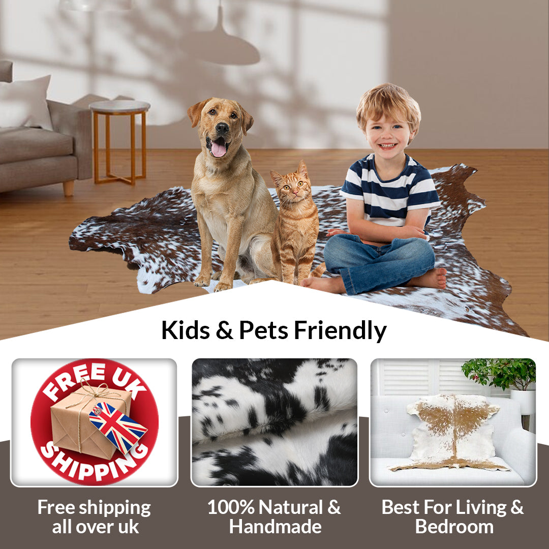 Black and White Handmade Goat Skin Rug – Natural Luxury for Your Home