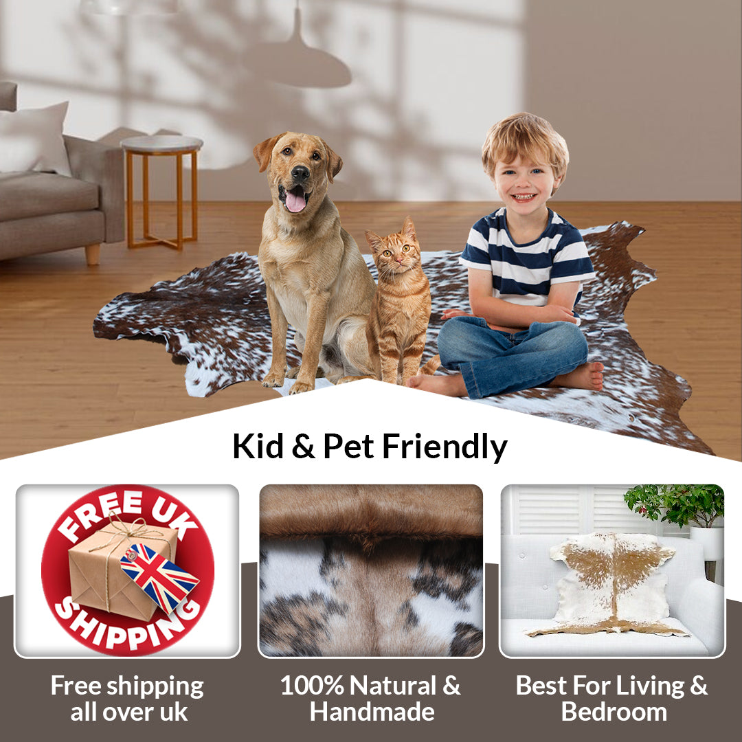 Natural Tri-Color Goat Hide Rug - Luxurious Accent for Rustic and Modern Spaces