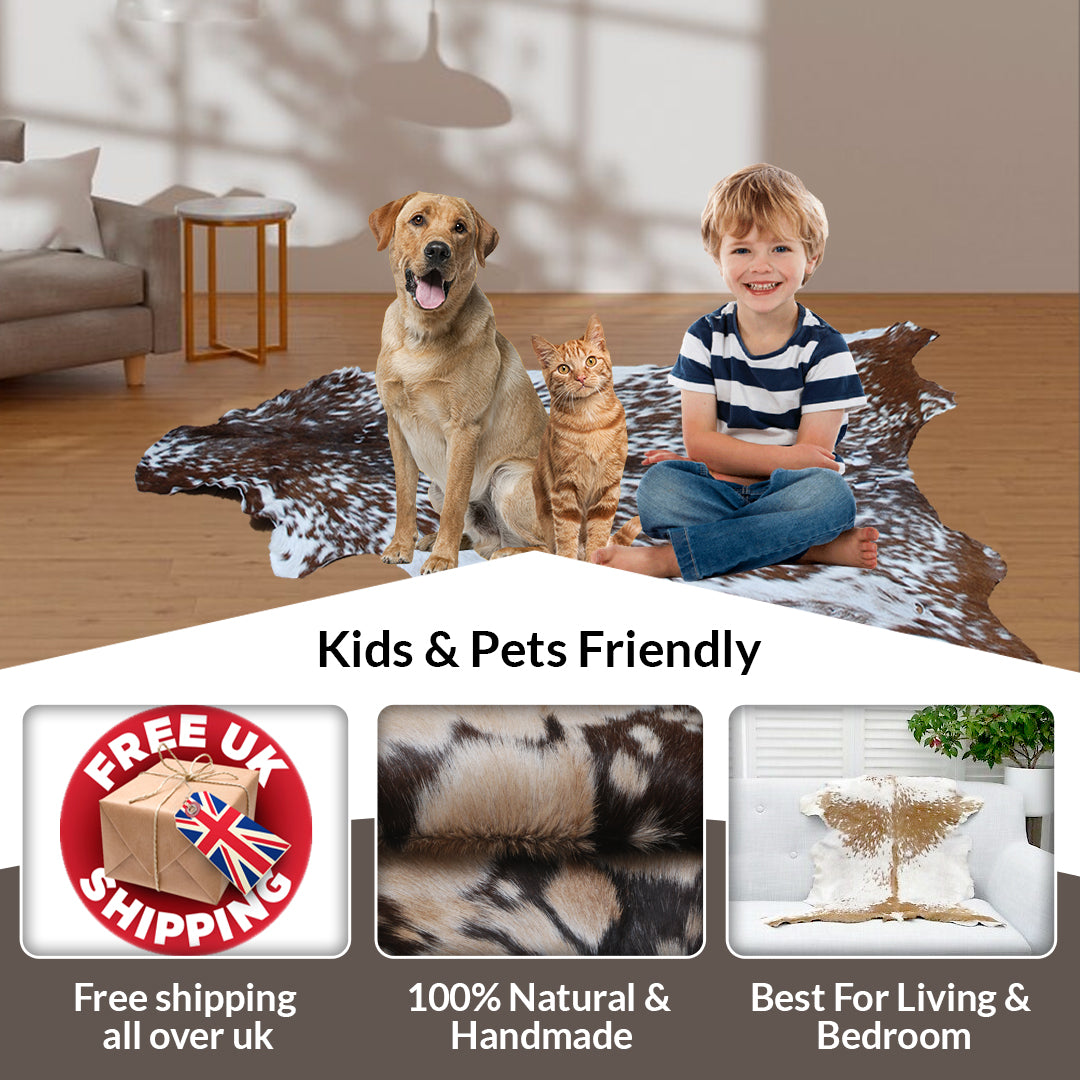Premium Dark Brown Goat Skin Rug - Rustic Charm for Modern and Classic Interiors