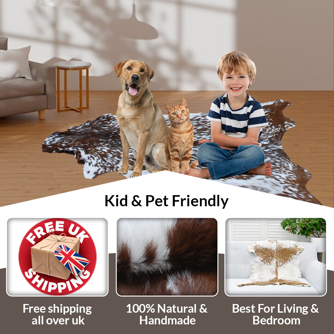 Stylish Dark Brown Goat Hide Rug - Perfect Accent for Contemporary Homes