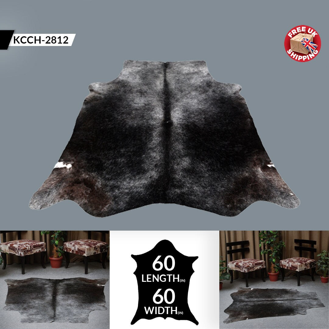Luxury Grey & White Cowhide Rug - Hypoallergenic, Non-Slip, Non-Shedding - Unique Natural Beauty - Free Shipping Across UK - Premium Quality