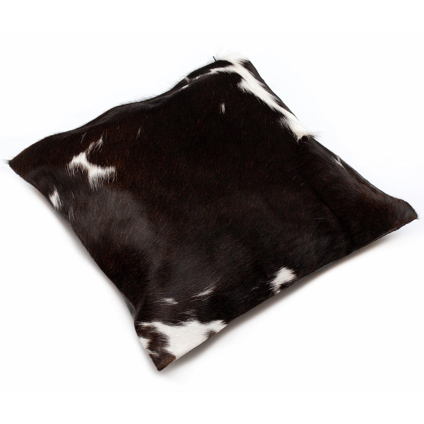 Luxurious Brown and White Cowhide Cushion Cover - Handmade Hair On Leather Pillowcase with Unique Animal Patterns and Faux Leather Back
