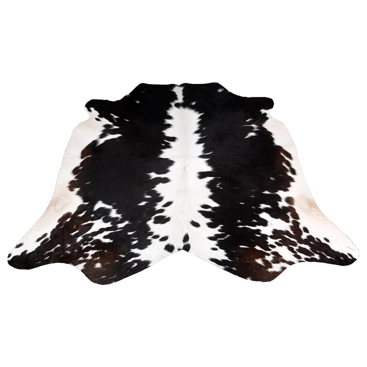 Luxurious Handcrafted Brown and White Cowhide Rug | Medium Size with Non-Slip Backing | Hypoallergenic and Unique Natural Beauty