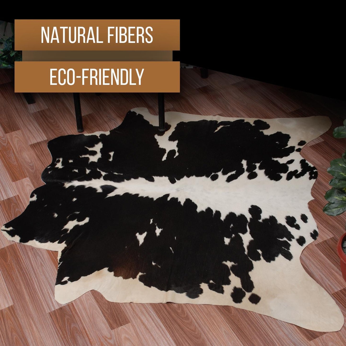 Luxurious Medium Black and White Cowhide Rug - Hypoallergenic, Handcrafted, and Durable for Modern Home Decor