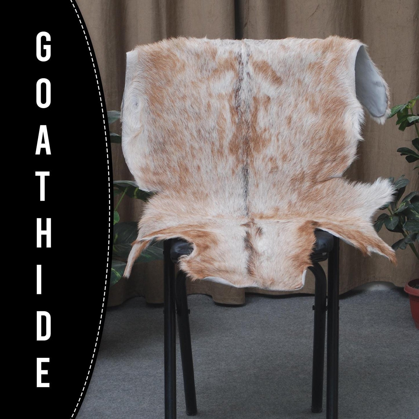 Luxury Brown and White Goat hide Rug - Premium Handcrafted Hair-on Leather Rug - Natural, Eco-Friendly, Hypoallergenic - Unique Patterns