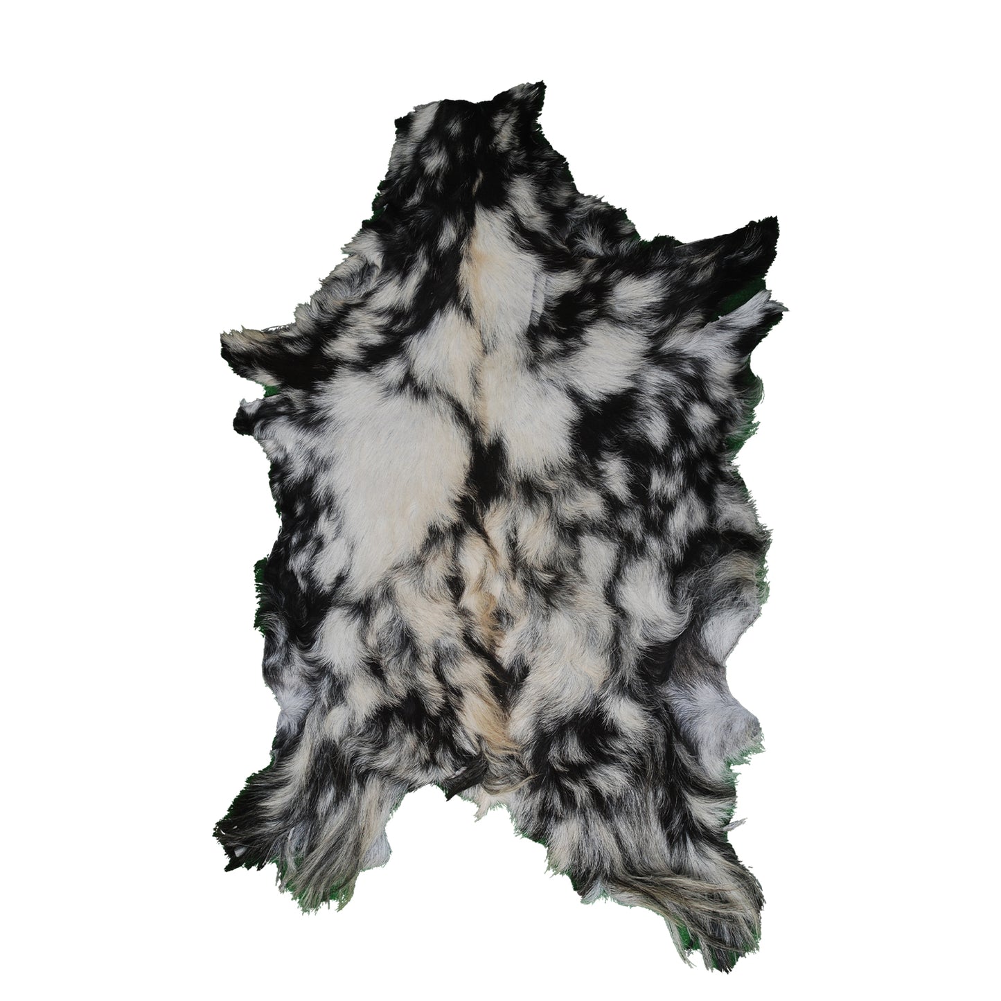 Premium Tri-Color Goat Skin Rug - Genuine Hair-On Leather for Unique Décor