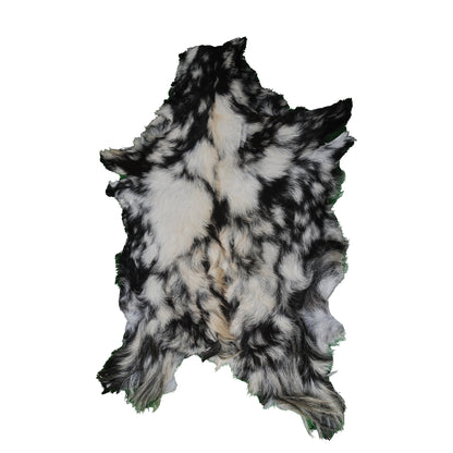 Premium Tri-Color Goat Skin Rug - Genuine Hair-On Leather for Unique Décor