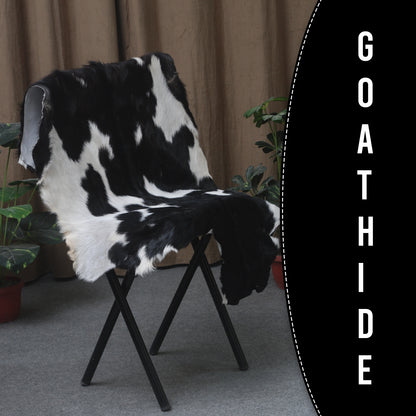 Black and White Handmade Goat Skin Rug – Natural Luxury for Your Home