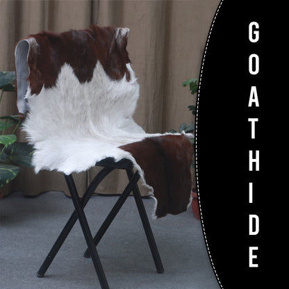 Luxurious Dark Brown Goat Skin Rug - Genuine Hair-On Leather for Elegant Décor