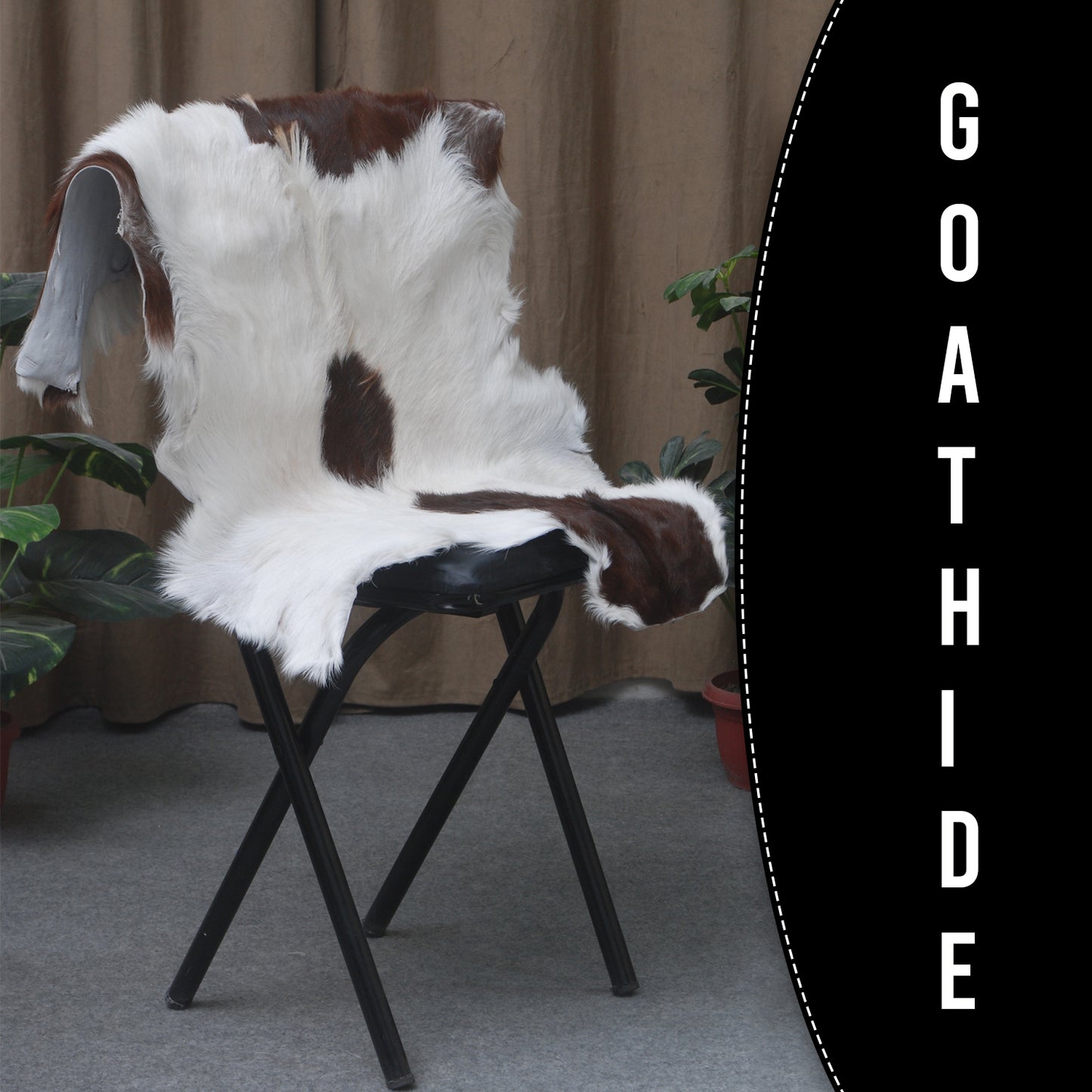 Authentic Dark Brown Goat Hide Rug - Unique Pattern for Modern and Classic Décor