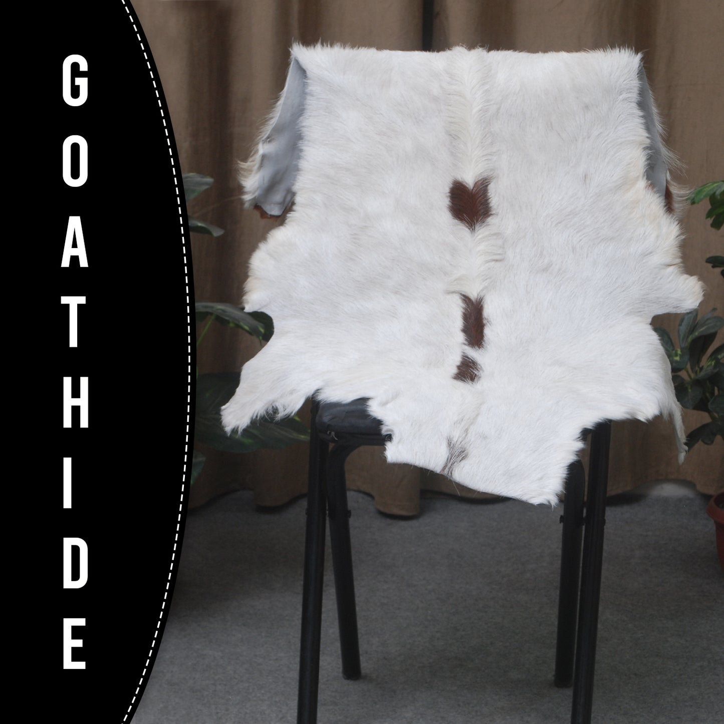 Authentic Dark Brown Goat Hide Rug - Rich Color and Unique Pattern for Home Styling