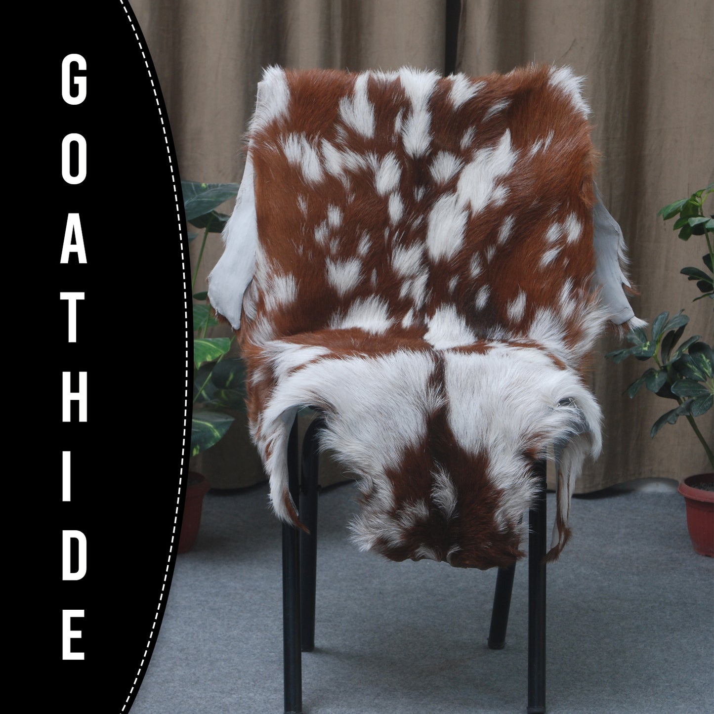 Natural Hair-On Dark Brown Goat Skin Rug - Elegant and Durable for Any Room