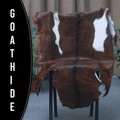 Authentic Dark Brown Goat Hide Rug - Unique Pattern for Modern and Classic Décor