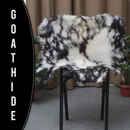Premium Tri-Color Goat Skin Rug - Genuine Hair-On Leather for Unique Décor