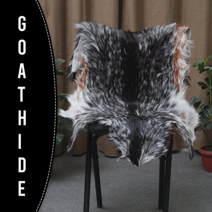 Rustic Black and White Goat Hide Rug - Perfect for Floor or Wall Décor