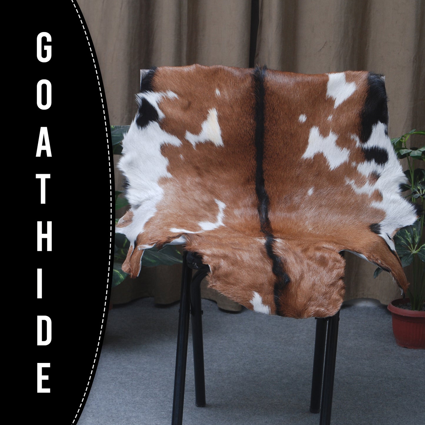 Authentic Dark Brown Goat Hide Rug - Rich Color and Unique Pattern for Home Styling