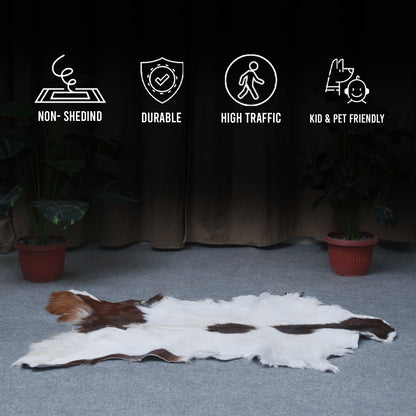 Authentic Dark Brown Goat Hide Rug - Unique Pattern for Modern and Classic Décor