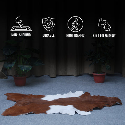 Handcrafted Dark Brown Goat Skin Rug - Genuine Leather for Luxurious Décor