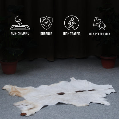 Authentic Dark Brown Goat Hide Rug - Rich Color and Unique Pattern for Home Styling