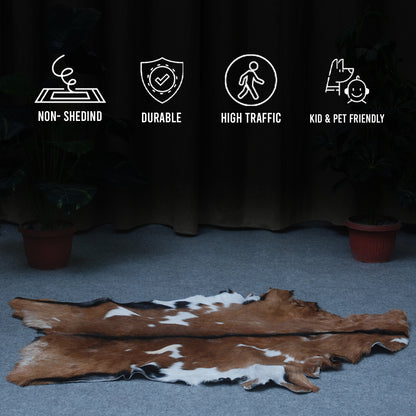Authentic Dark Brown Goat Hide Rug - Rich Color and Unique Pattern for Home Styling
