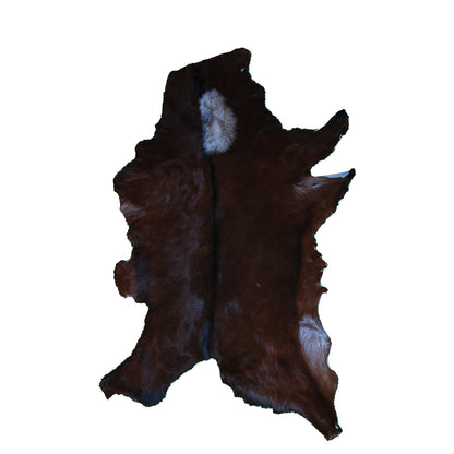 Handcrafted Dark Brown Goat Hide Rug - Soft, Natural Leather for Home Décor