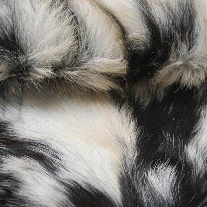 Premium Tri-Color Goat Skin Rug - Genuine Hair-On Leather for Unique Décor