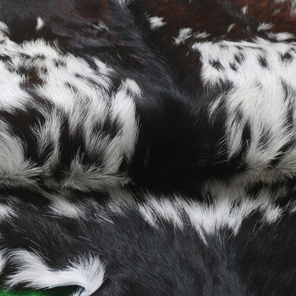 Decorative Black and White Goat Skin Rug - Genuine Leather for Sophisticated Spaces