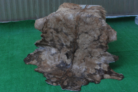 Premium Tri-Color Goat Skin Rug - Genuine Hair-On Leather for Unique Décor
