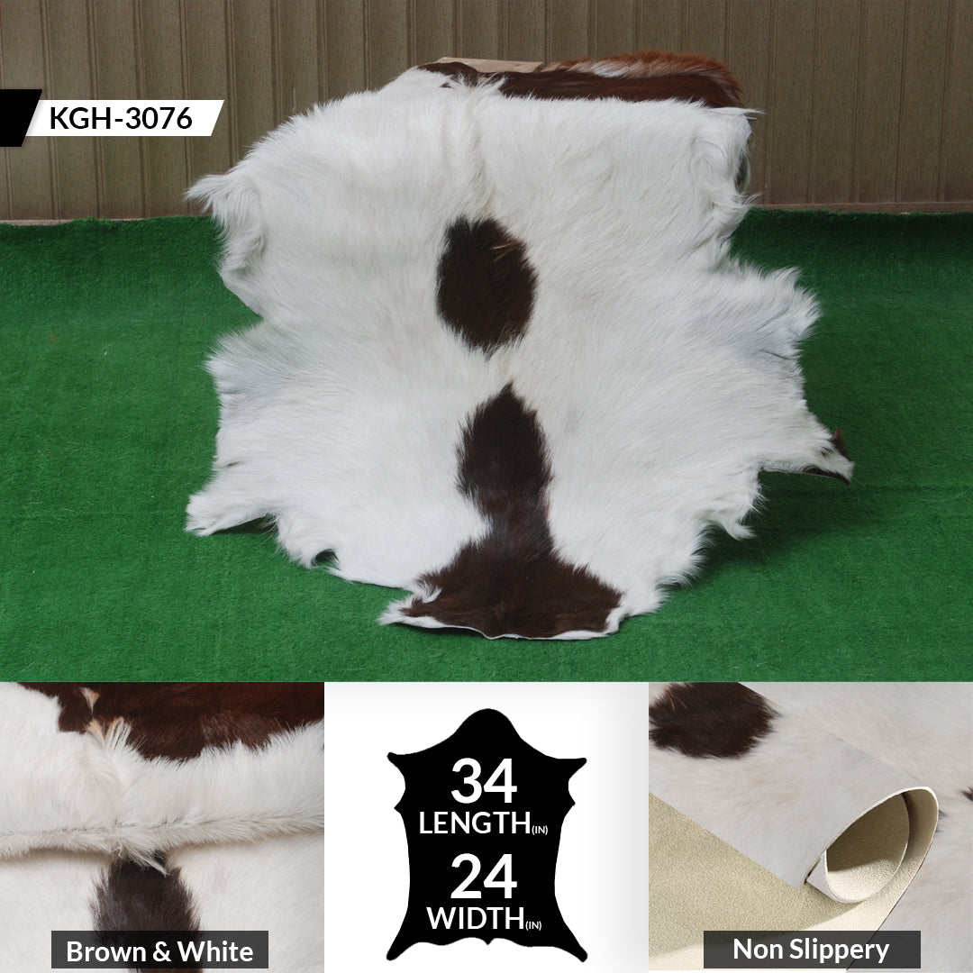 Authentic Dark Brown Goat Hide Rug - Unique Pattern for Modern and Classic Décor