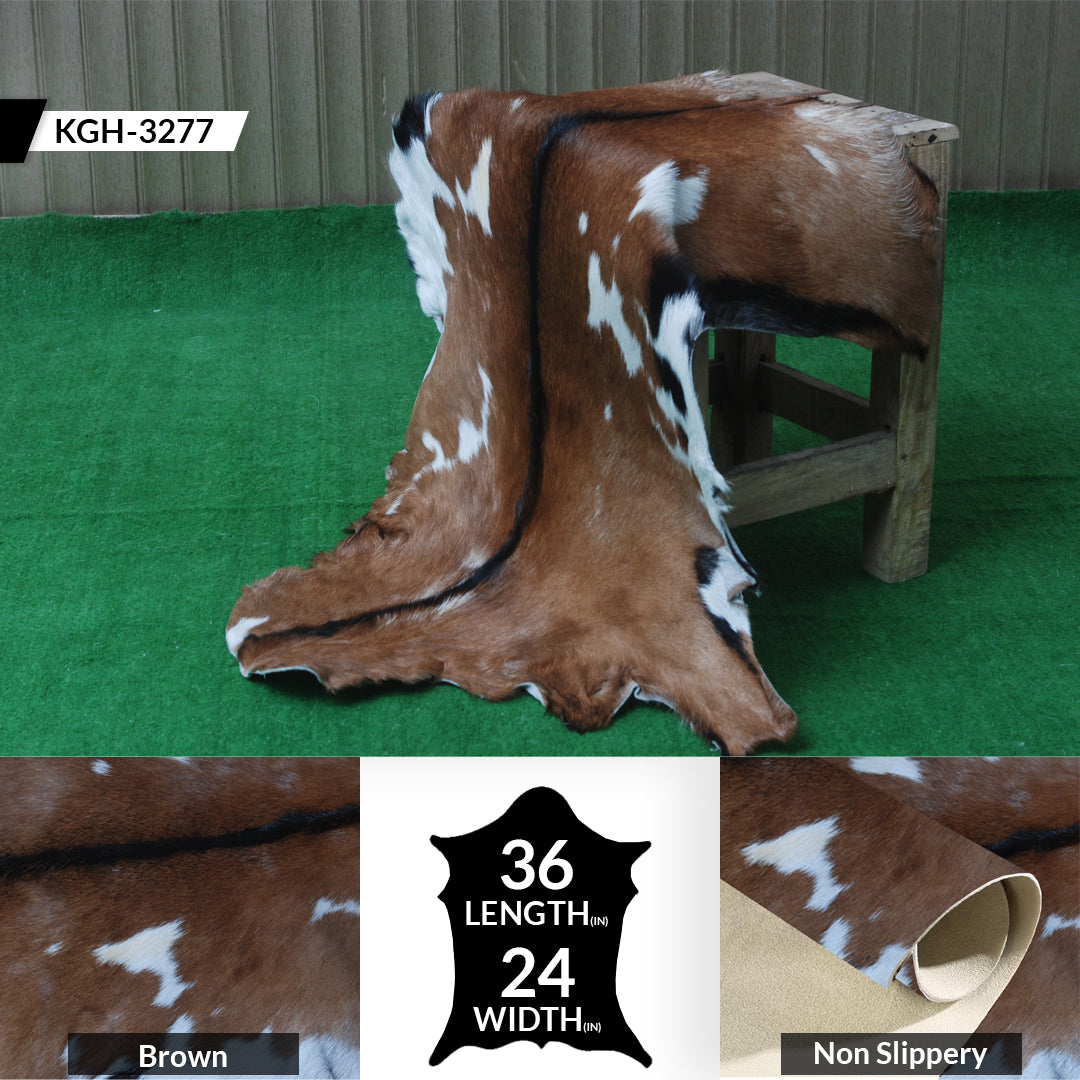 Authentic Dark Brown Goat Hide Rug - Rich Color and Unique Pattern for Home Styling