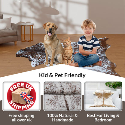 Dark Brown Rug - Soft, Durable, and Eco-Friendly - Handmade Pure Goat Skin Floor Rug - Non-Slip Suede Back
