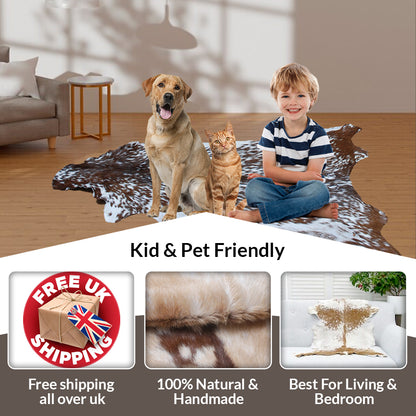 Goat Skin Rug: Tri-Color genuine Goat hide rug
