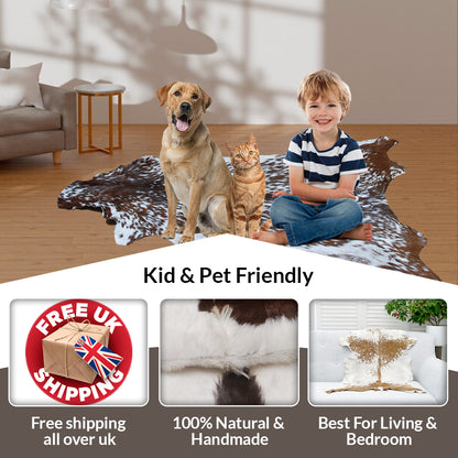 Authentic Dark Brown Goat Hide Rug - Unique Pattern for Modern and Classic Décor