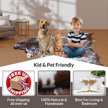 Stylish Dark Brown Goat Hide Rug - Perfect Accent for Contemporary Homes