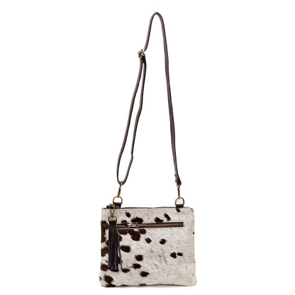 Elegant Vegan Leather Cross Body Bag with Gold Hardware - Unique Handcrafted Cowhide Handbag for Women - Adjustable Strap Evening Bag - Celestial Leather Limited