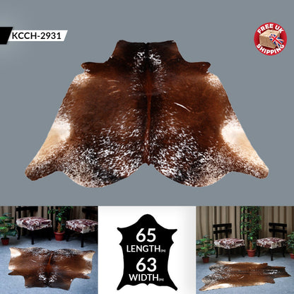 Premium Multicolour Cowhide Rug - Large Animal Print Carpet for Chic Living Spaces - Handcrafted, Hypoallergenic, Non-Slip Suede Back