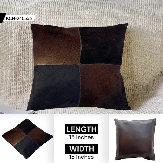 Luxurious Handmade Multicolor Patchwork Cowhide Throw Cushion Cover - 100% Natural Hair on Cowhide - Rustic Elegance for Home Decor - Celestial Leather Limited
