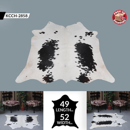 Luxurious Black and White Cowhide Rug - Handcrafted, Hypoallergenic, Non-Slip Backing, Unique Natural Beauty and Durability - Celestial Leather Limited
