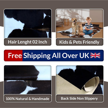 Luxurious Large Brown & White Cowhide Rug|Hypoallergenic Non-Slip Suede Back|Non-Shedding|100% Natural Hair|Perfect for Upholstery|Free UK - Celestial Leather Limited